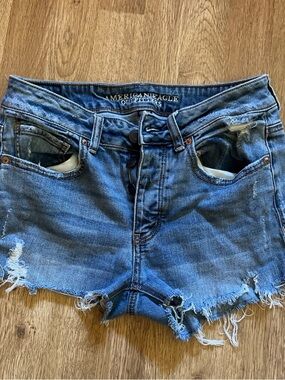 American Eagle Outfitters Distressed Medium Blue Denim Cutoff Shorts